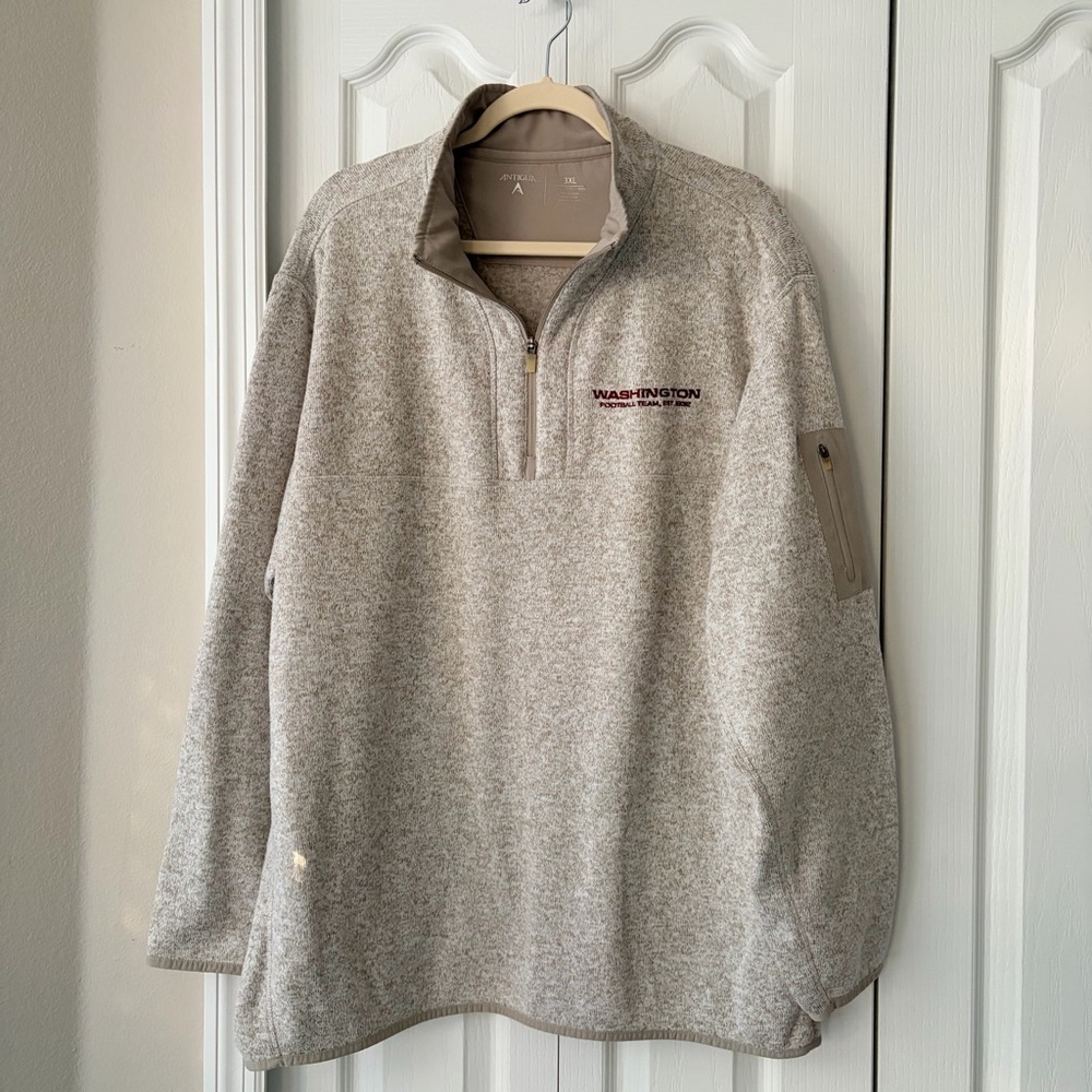 Washington Football Antigua Heather Tan Quarter Zip Men’s 3X
